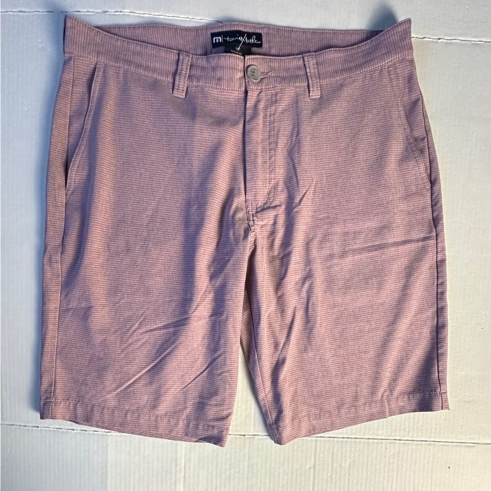 Travis Mathew Grommet Men's‎ Textured Pink Stripe Golf Shorts Size 36